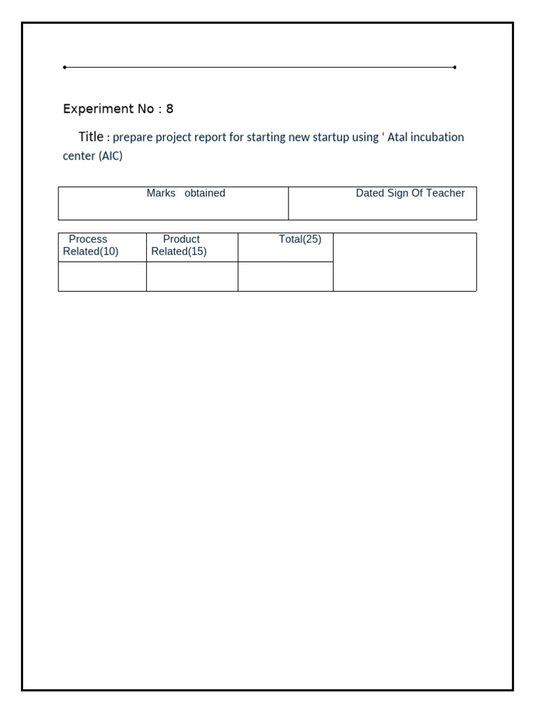 Project Report for New Startup AIC | PDF