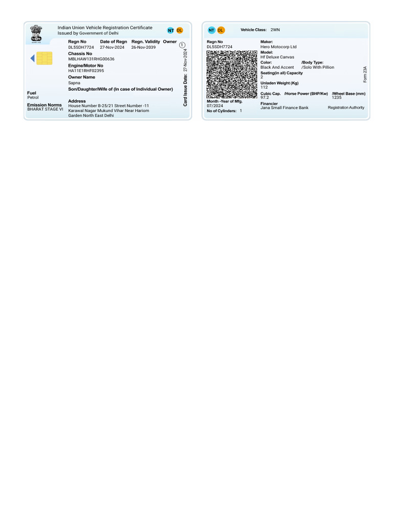 Delhi Government Vehicle Registration Details | PDF