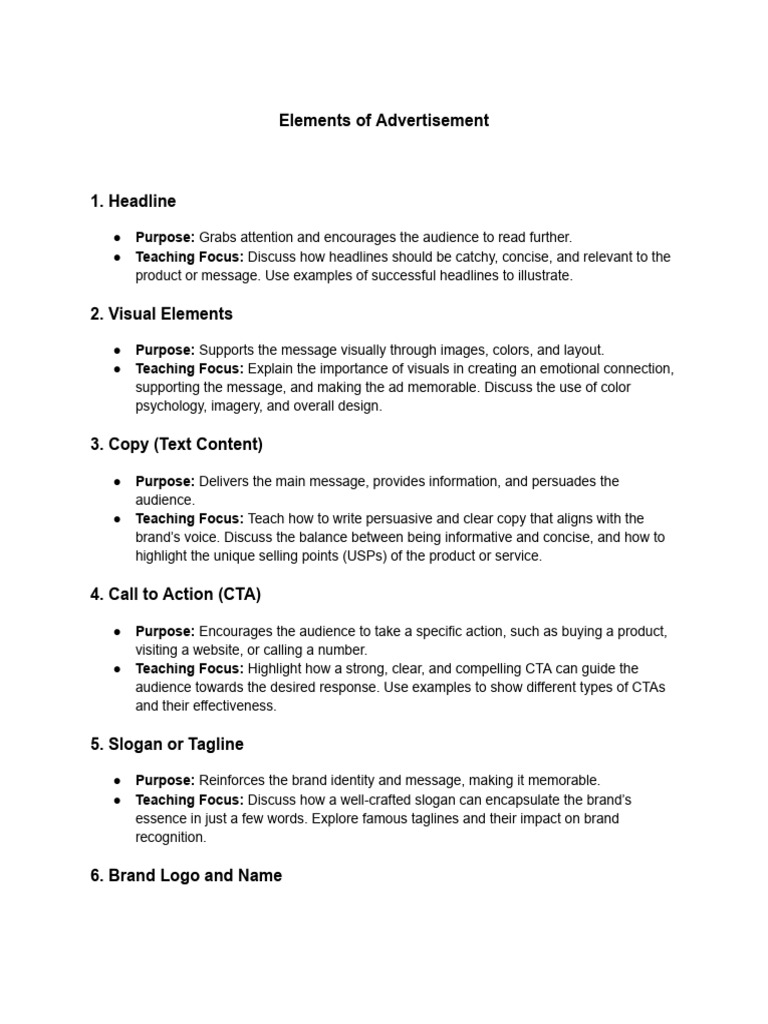 Elements of Advertisement | PDF | Brand | Advertising