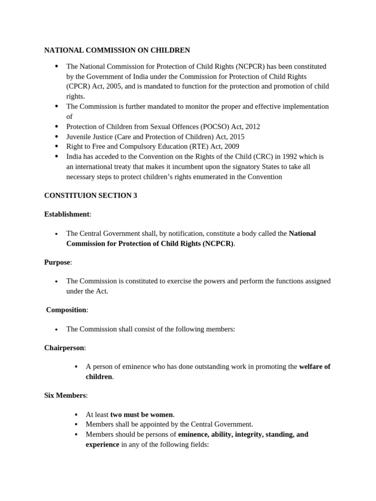 NCPCR: Child Rights Protection in India | PDF | Children's Rights ...