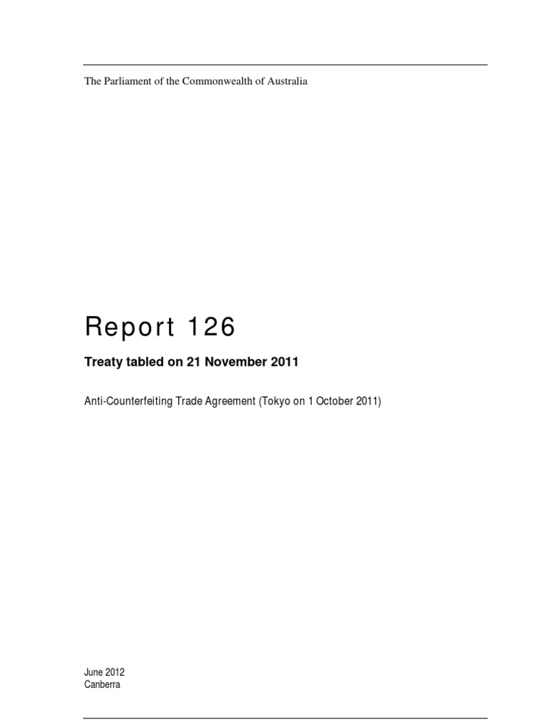 Report 126 On ACTA Vote Australia Full Report June 2012 | PDF ...