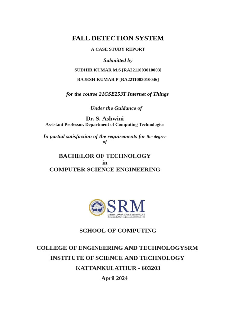 Fall Detection System Report | PDF | Internet Of Things | Safety