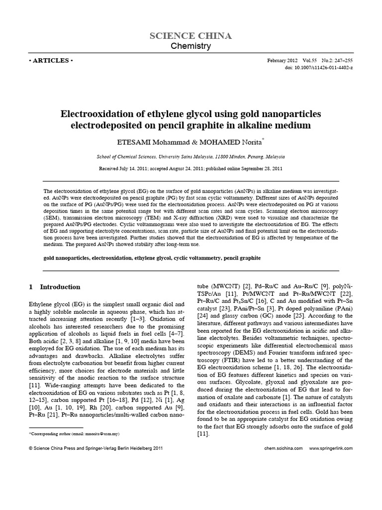 Gold Nanoparticles for Ethylene Glycol Oxidation | PDF | Nanoparticle ...