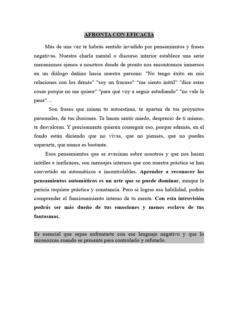 Afronta Con Eficacia. Bueno | PDF | Ciencias del comportamiento ...