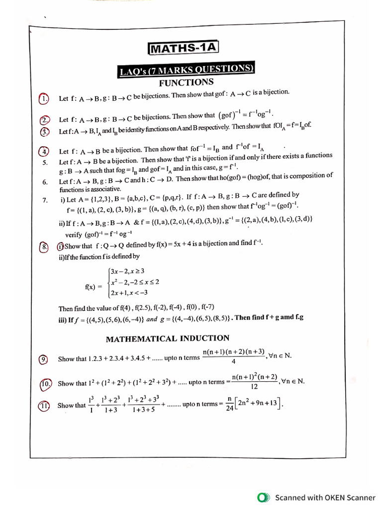 Mathematics 1A & 1B Imp Questions | PDF