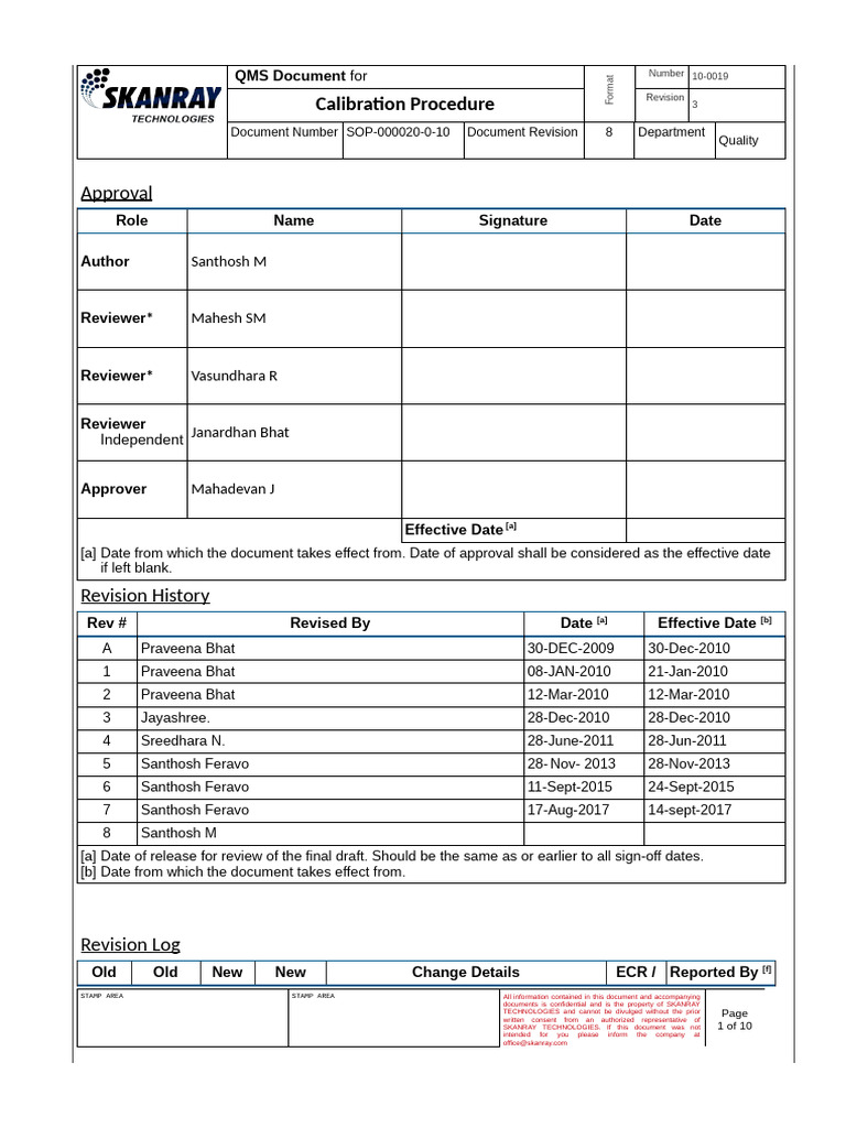 Calibration Procedure QMS Document | PDF | Calibration | Verification ...