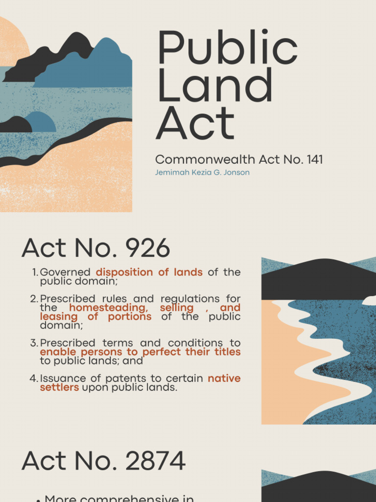 Summary of PUBLIC LAND ACT - JON | PDF