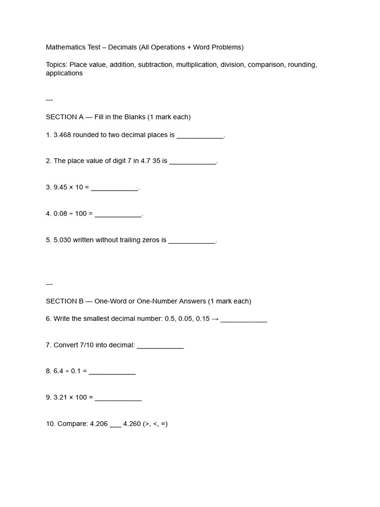 Maths Test | PDF