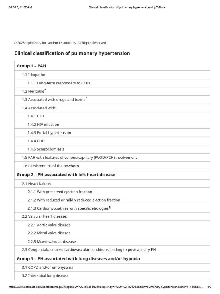 Clinical Classification of Pulmonary Hypertension | PDF | Lung ...