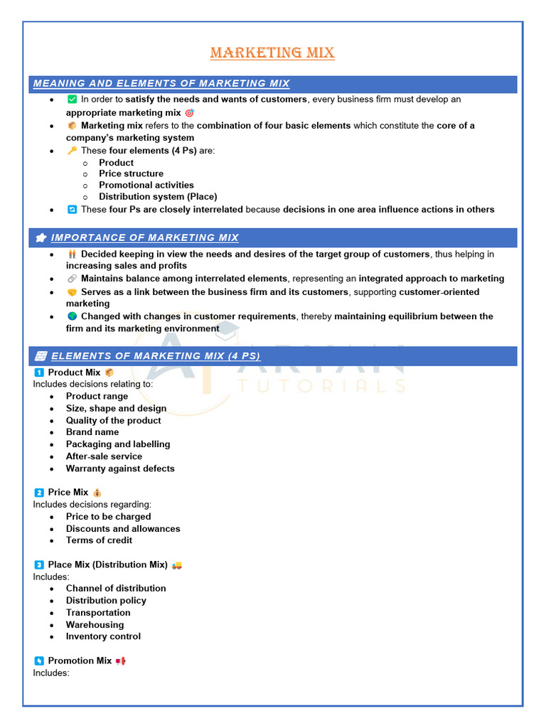 Understanding the Marketing Mix Elements | PDF | Marketing | Product ...