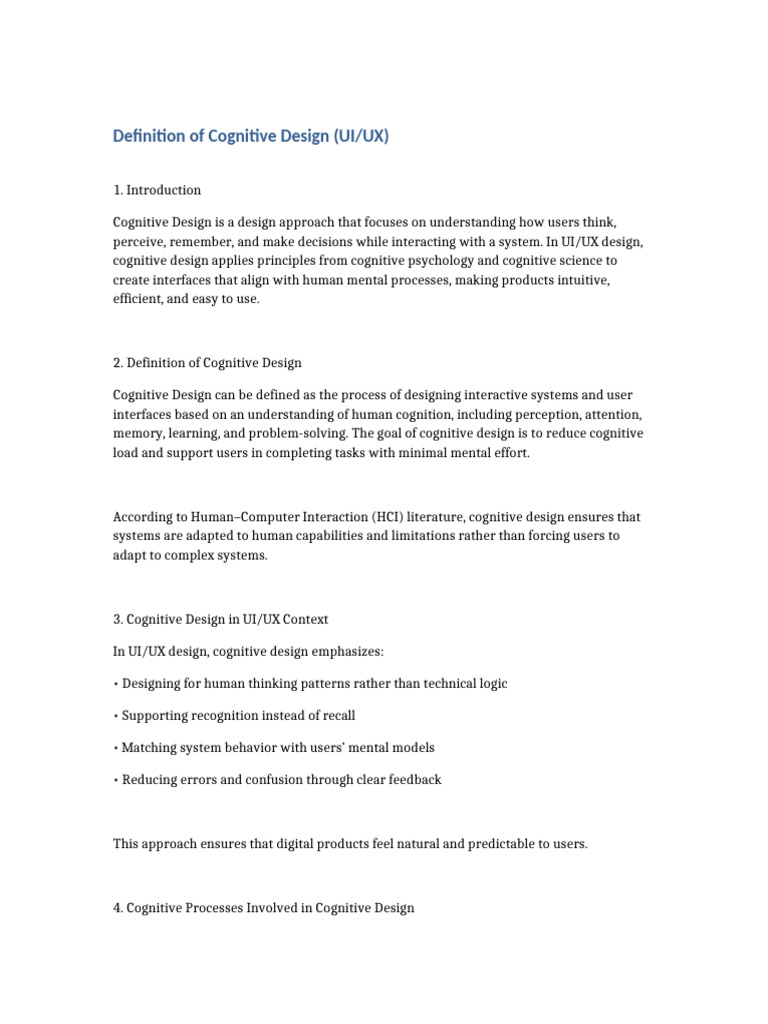 Understanding Cognitive Design in UI/UX | PDF | Cognition | User Interface