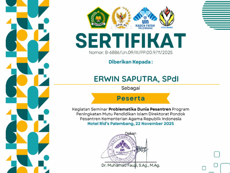 Sertifikat - Erwin Saputra, Spdi | PDF