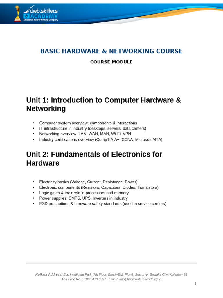 Basic Hardware & Networking Course | PDF | Computer Network | Firewall ...