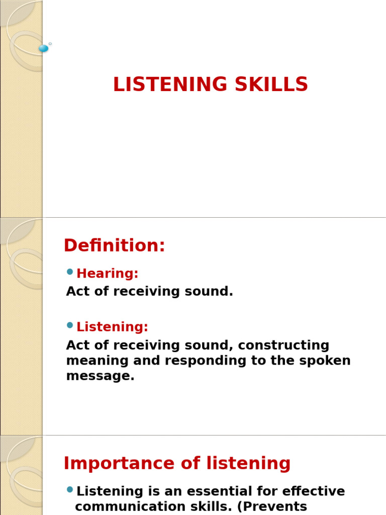 Essential Listening Skills Guide | PDF | Nonverbal Communication ...