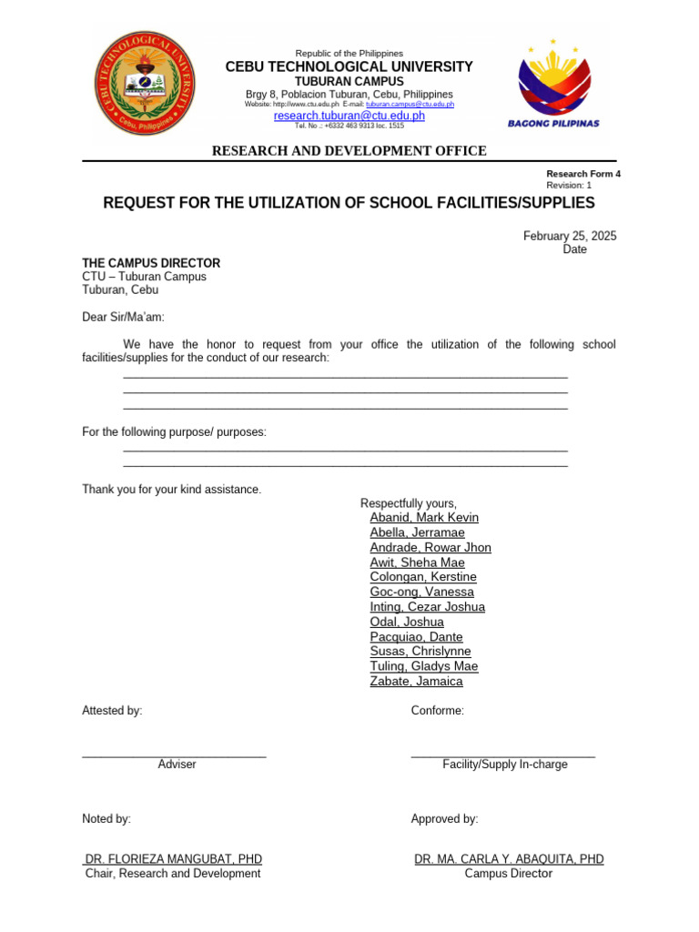 Form-4-OK utilization-request-of-room | PDF