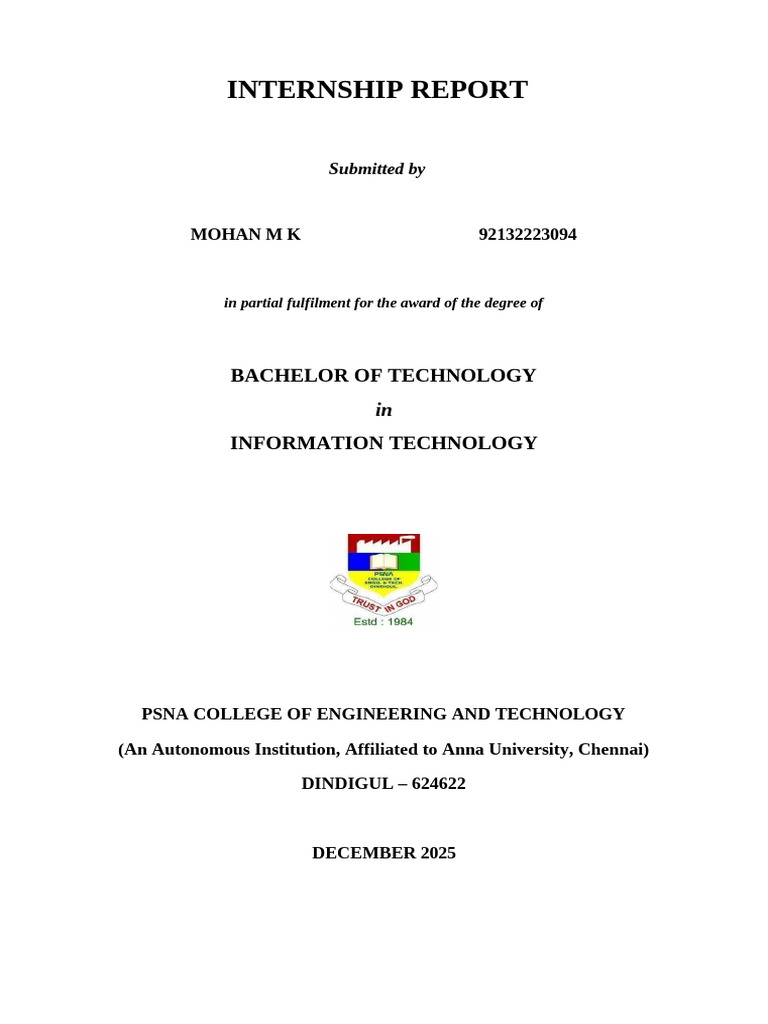 Full Stack Development Internship Report | PDF | Web Development ...