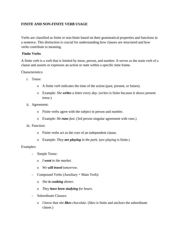 Understanding Finite and Non-Finite Verbs | PDF | Verb | Clause
