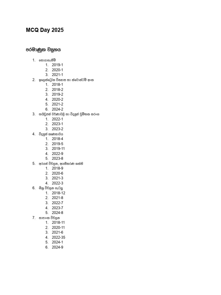 MCQ Day 2025 - Past Papers Analysis | PDF