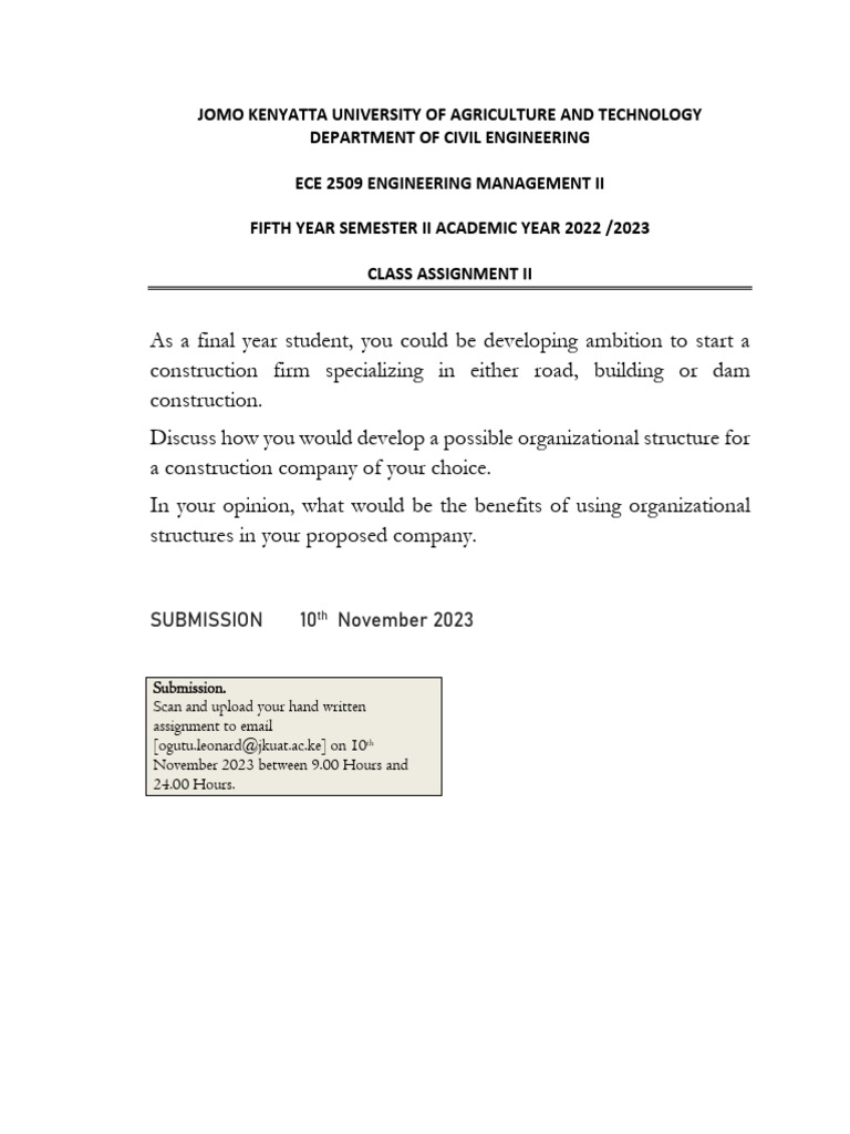 Assign. II - Engineering Management II - 03.11.2023 | PDF