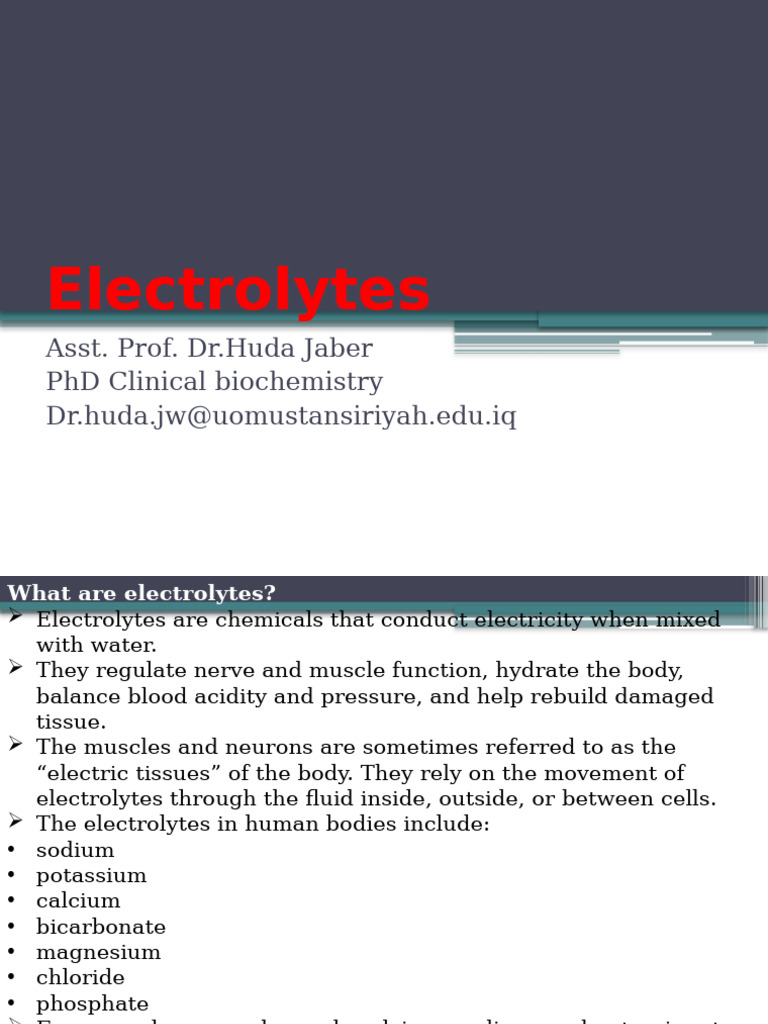 Understanding Electrolytes and Imbalances | PDF | Electrolyte | Dehydration