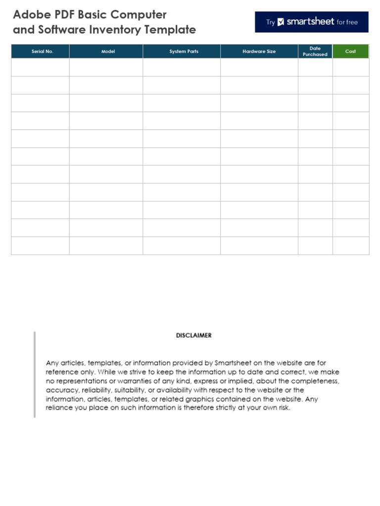 Basic Computer & Software Inventory Template | PDF