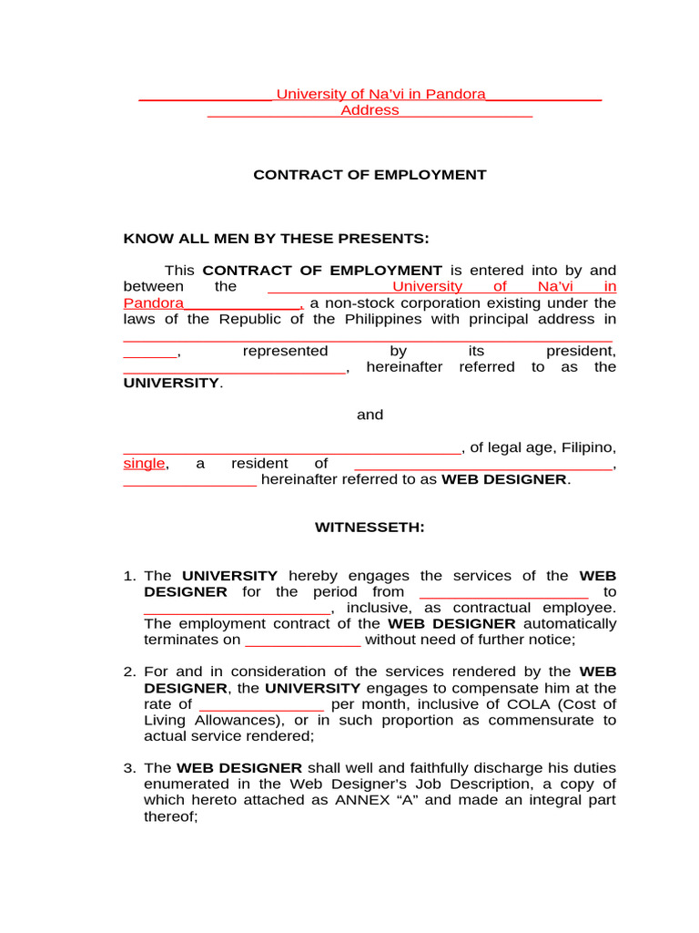 Contract Employment Contractual | PDF | Employment | Business Law