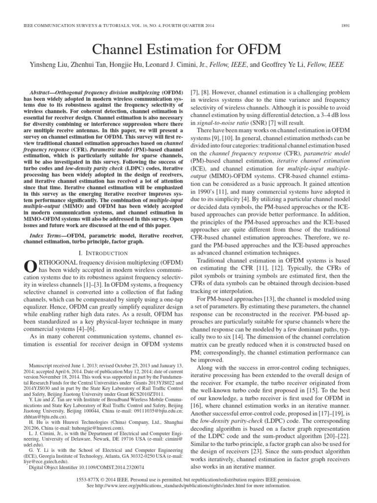 OFDM Channel Estimation Techniques | PDF | Orthogonal Frequency ...