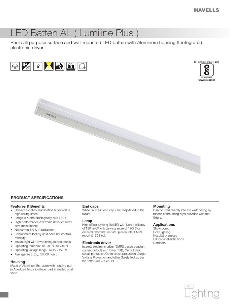 LED Batten Light Specifications Guide | PDF | Light Emitting Diode ...