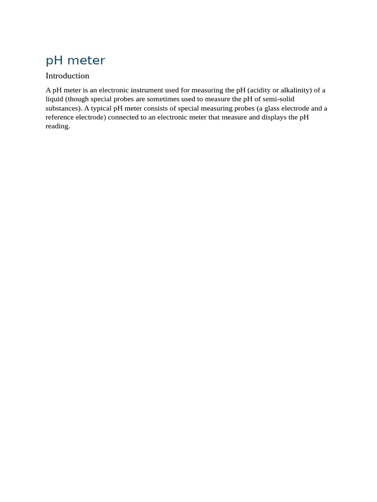 Understanding pH Meters and Their Use | PDF