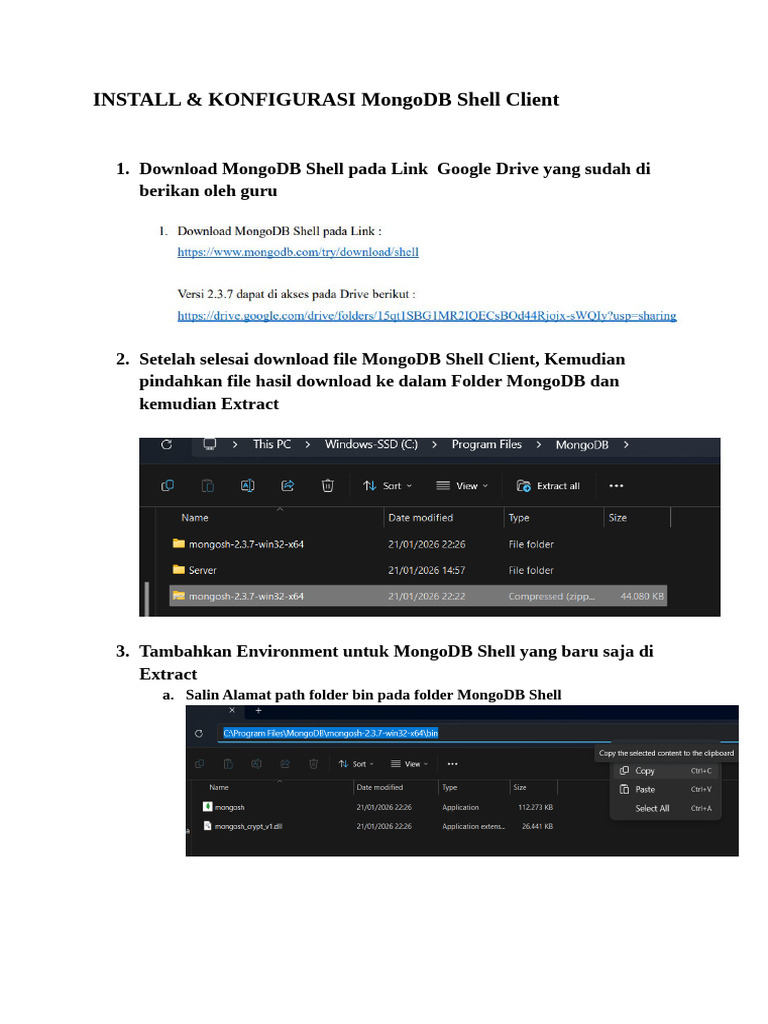 Panduan Instalasi MongoDB Shell | PDF