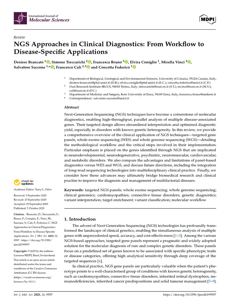 NGS Techniques in Clinical Diagnostics | PDF | Dna Sequencing | Whole ...
