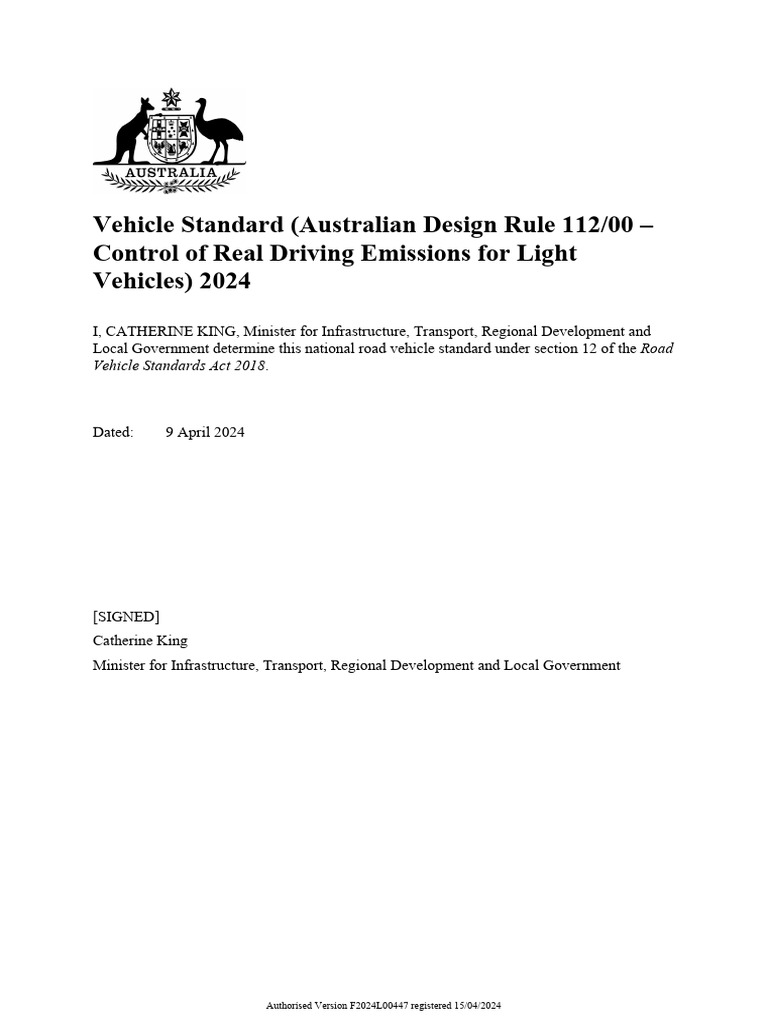 Federal Register of Legislation - Vehicle Standard (Australian Design ...