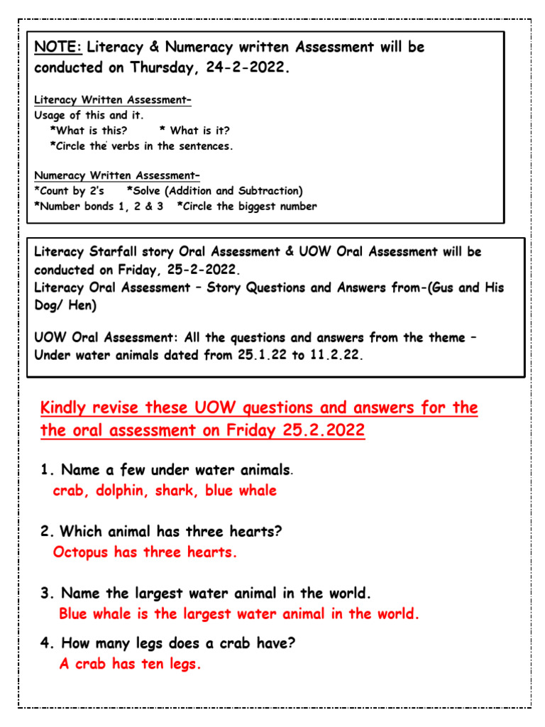 UOW Oral Assessment Questions & Answers | PDF