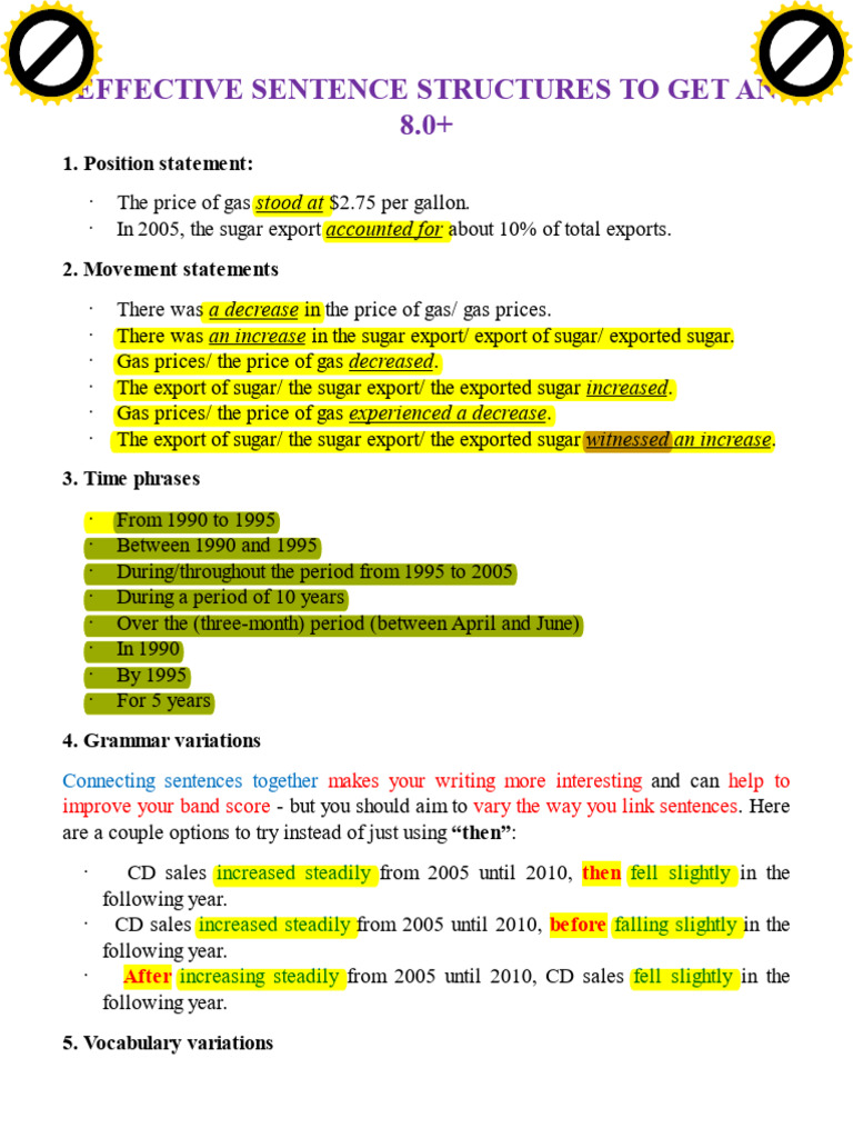 Sentence Structures for Task 1 Writing | PDF | Grammar | Syntax