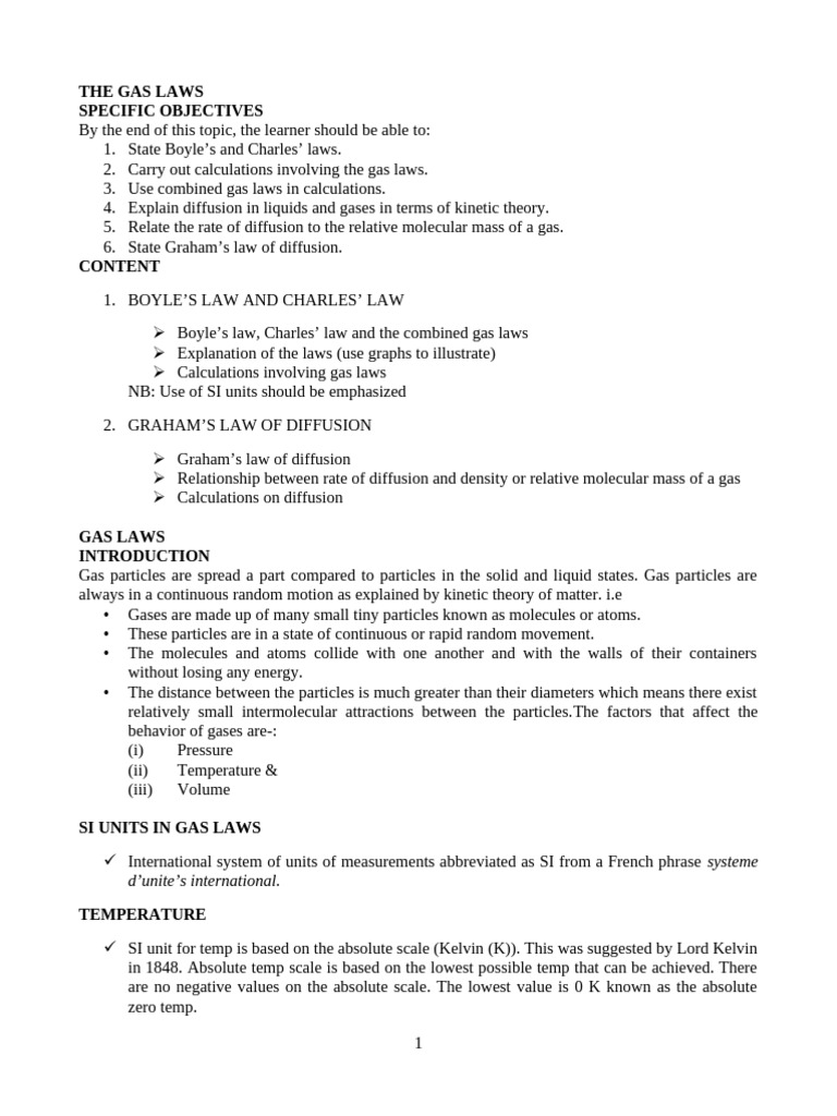 Chemistry Form 3 Refined Notes 2019 Edition 1 | PDF | Gases | Pascal (Unit)