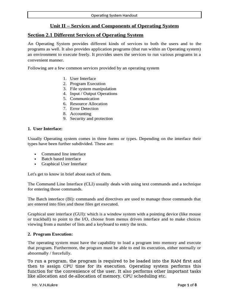 Operating System Services Overview | PDF | Operating System | Process ...