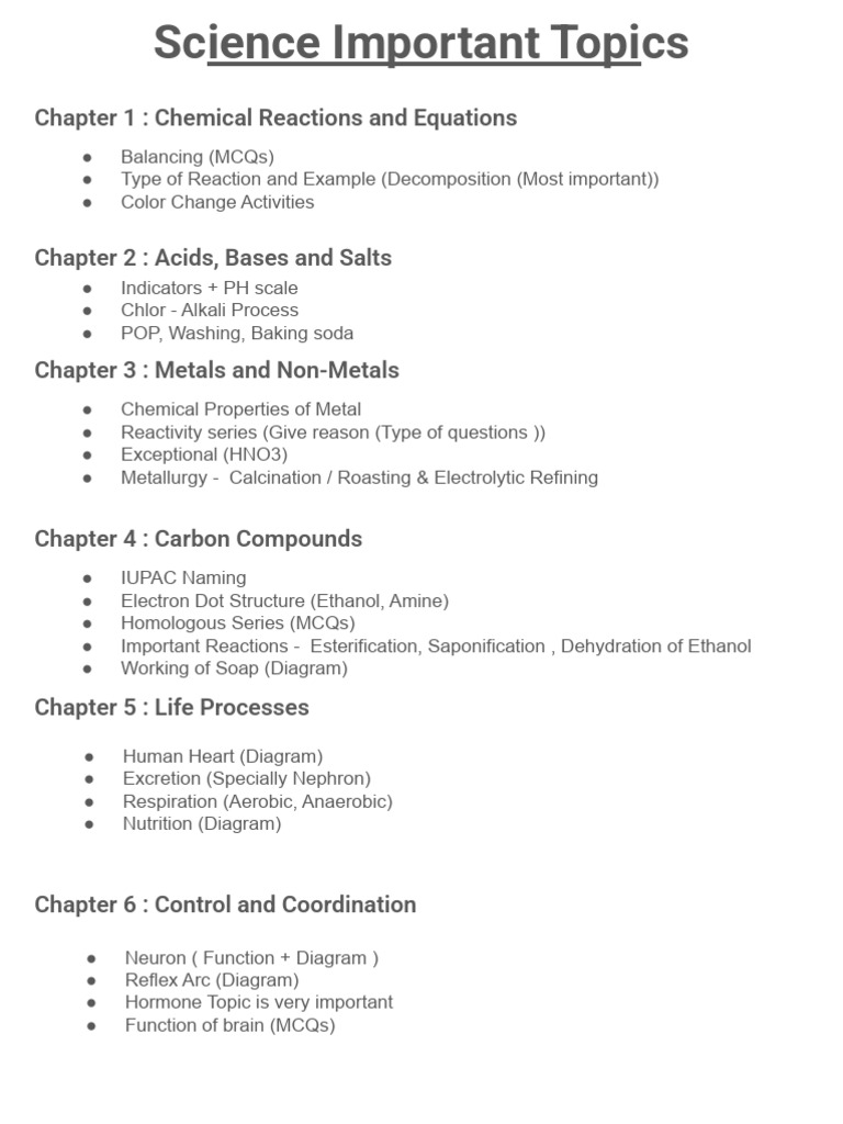 Science Important Topics | PDF