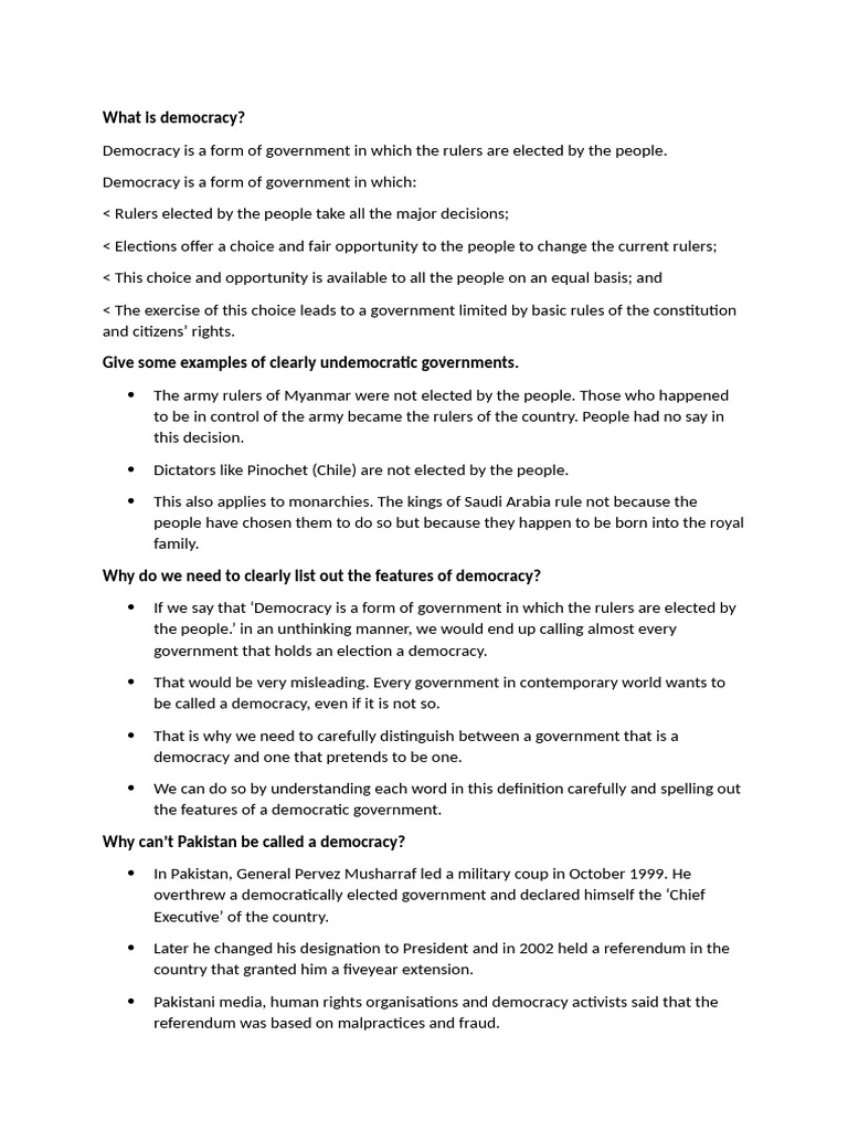 Understanding Democracy and Its Challenges | PDF