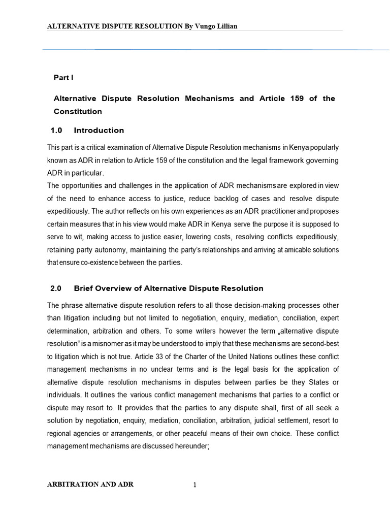 Understanding ADR and Arbitration in Kenya | PDF | Alternative Dispute ...