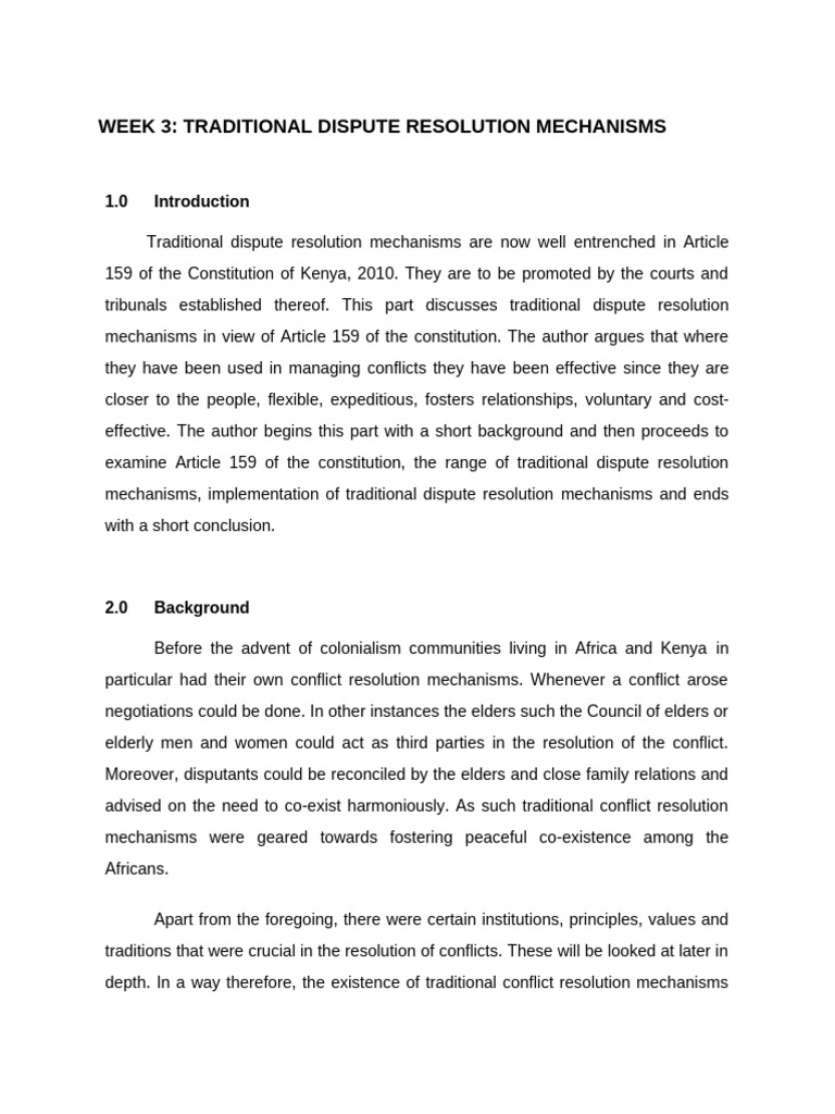 Traditional Dispute Resolution in Kenya | PDF | Mediation | Conflict ...