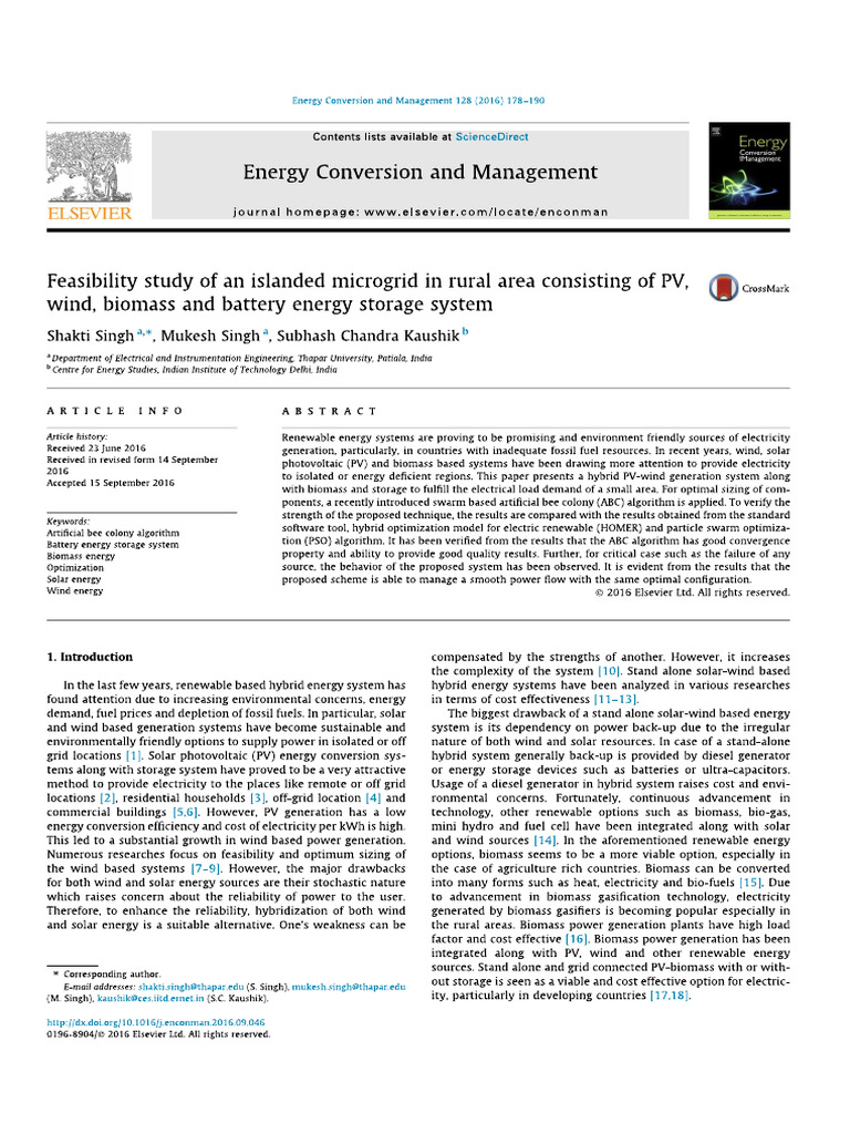 Feasibility Study of an Islanded Microgrid | PDF