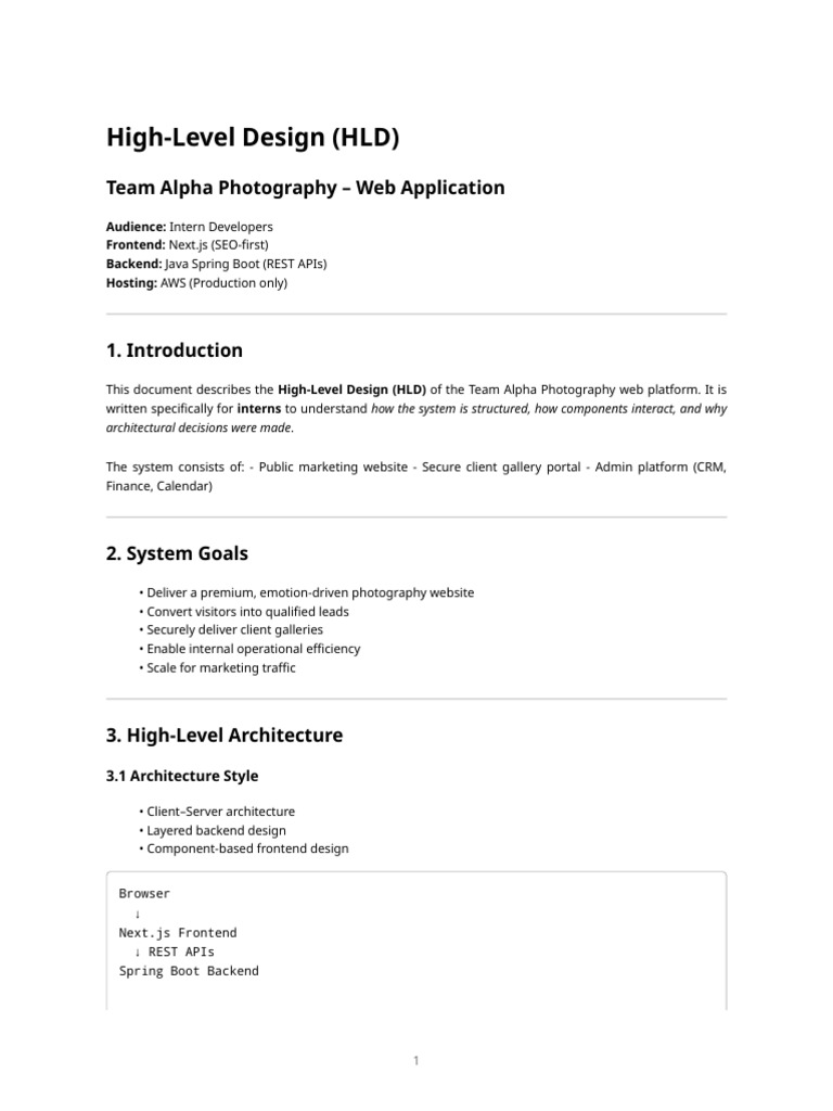 Team Alpha Photography - High Level Design (HLD) | PDF | Amazon Web ...