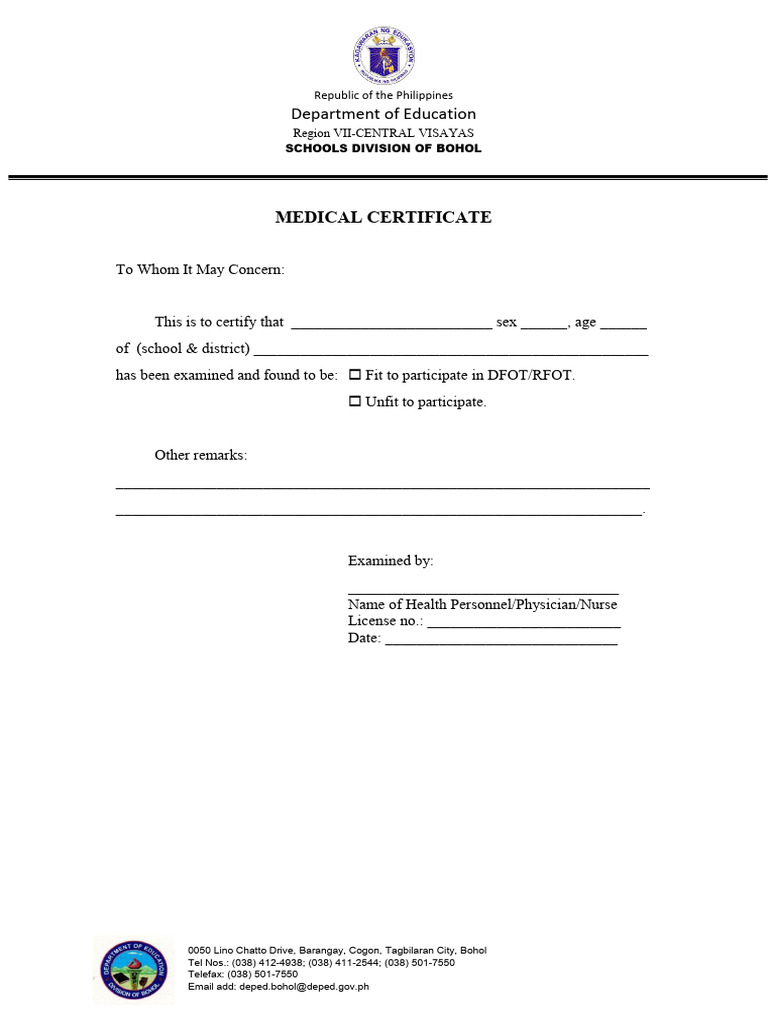 Med-Cert Dfot Rfot | PDF