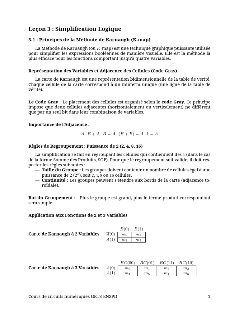 Simplification Logique avec K-map et Quine-McCluskey | PDF | Algèbre de ...