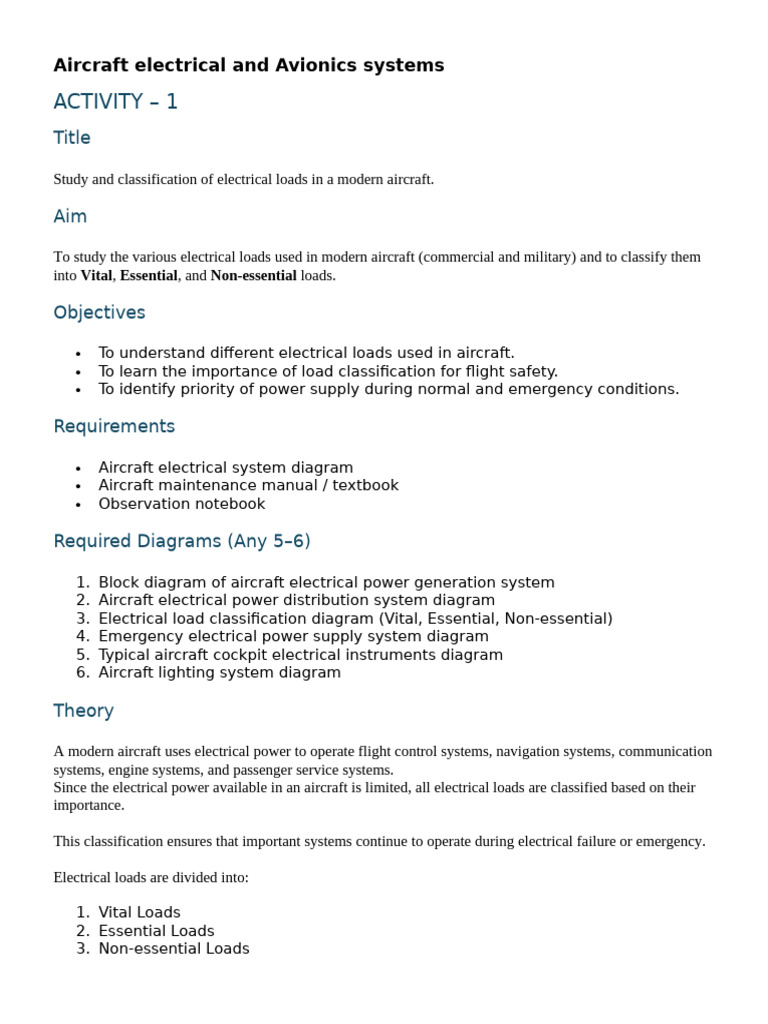 Aircraft Electrical Load Classification Guide | PDF | Rectifier | Radio ...
