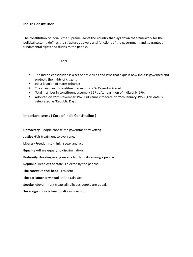 Overview of the Indian Constitution | PDF