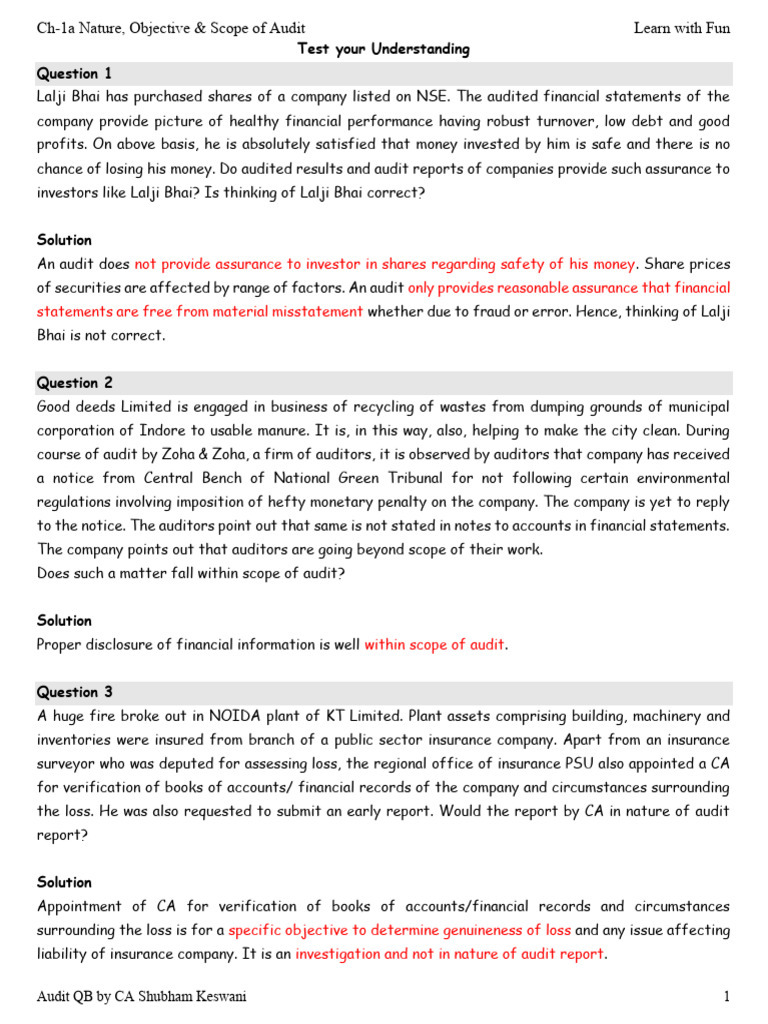 Understanding Audit Scope and Limitations | PDF | Audit | Financial Audit