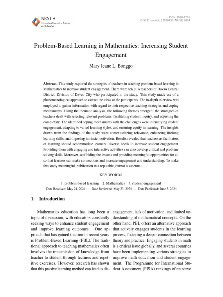 Problem-Based Learning in Math Education | PDF | Constructivism ...