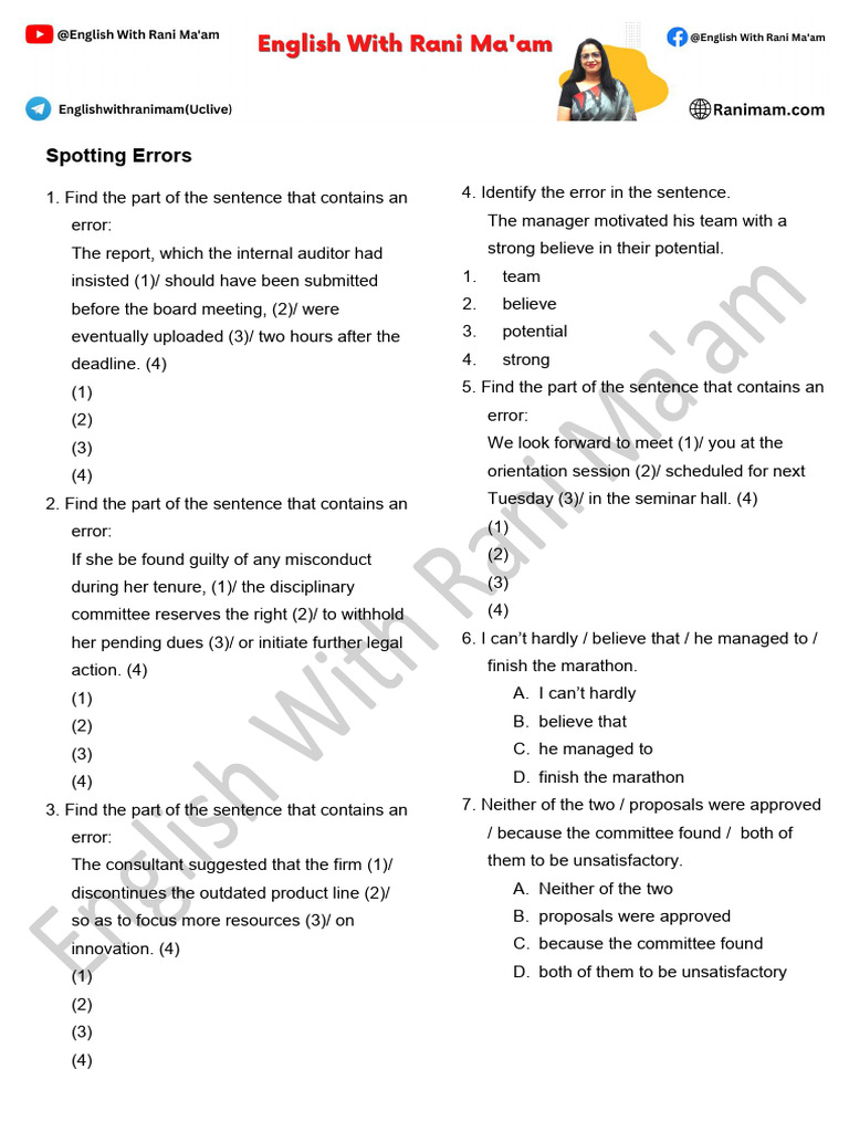 Common Grammatical Errors Guide | PDF