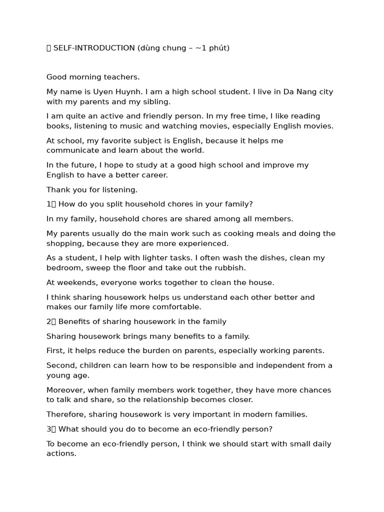 Self-Introduction and Family Life Insights | PDF | Volunteering